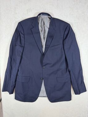 Hart Schaffner Marx 44L Metal Button 100% Wool Navy Two-Button Men's Blazer